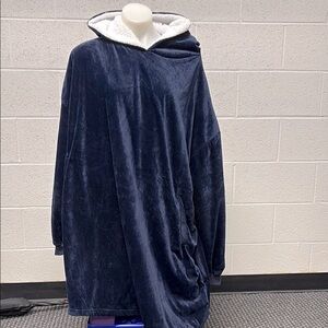 Cozy Navy Hooded Blanket Sweatshirt